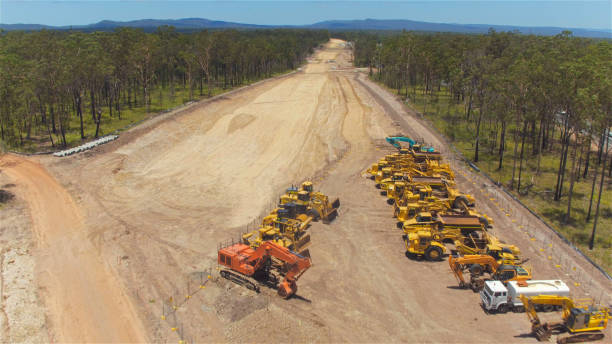 Travaux de voirie avec gravier